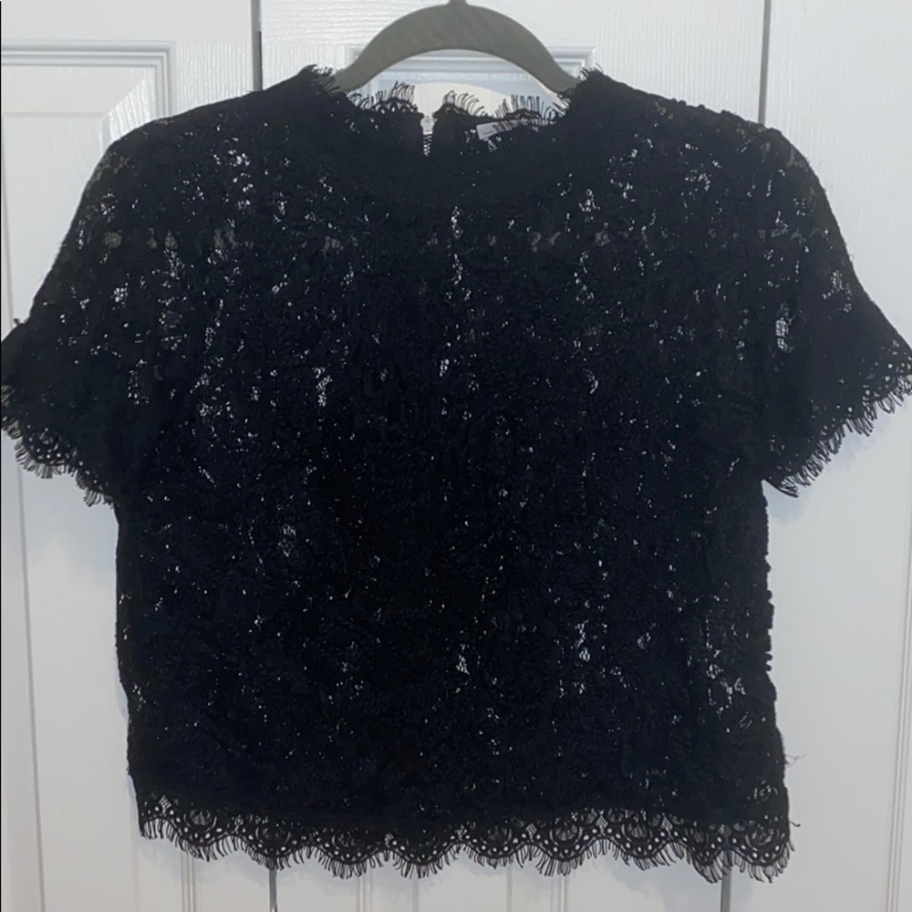 Black lace crop top
